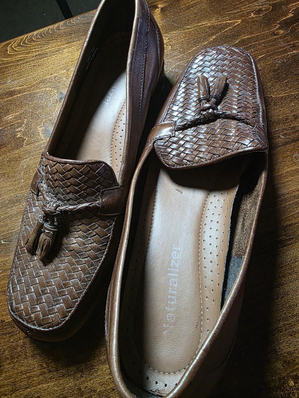 Naturalizer Brown Woven Tassel Slip-On Loafers